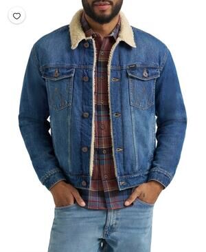 Wrangler Sherpa Lined Denim Trucker Jacket Men’s M Dark Wash Western